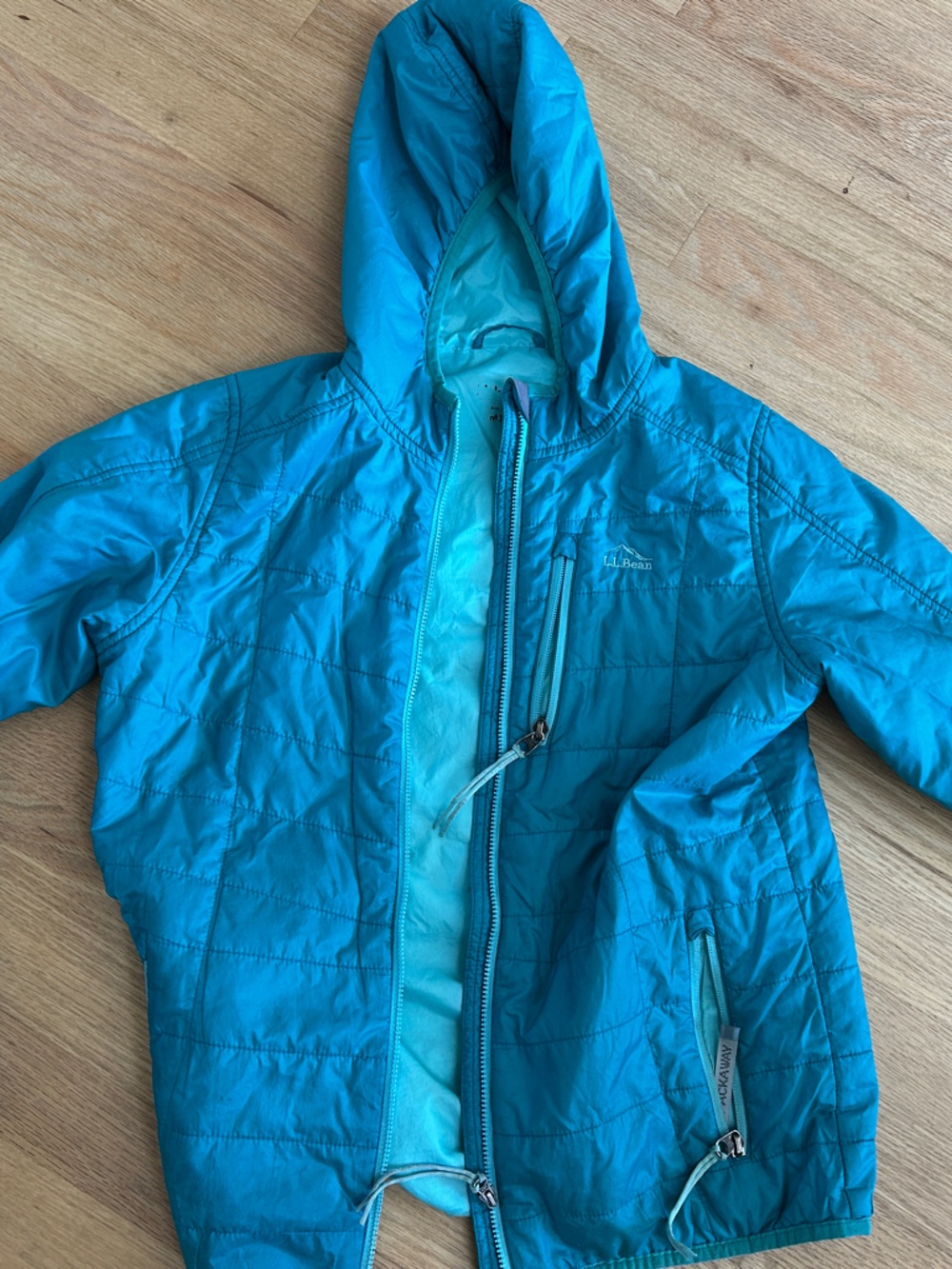 L.L. Bean Kids Teal Hooded Puffer Jacket - size 10/12